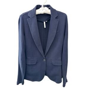 GREY STATE Navy Blue Knit Blazer 100% Cotton Soft Structured Jacket | Small